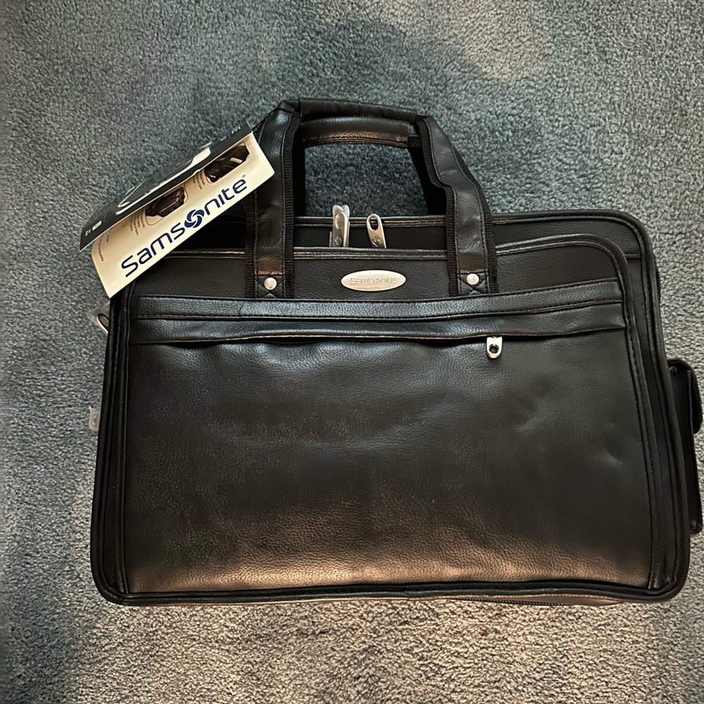 Samsonite Black Leather Briefcase for Men